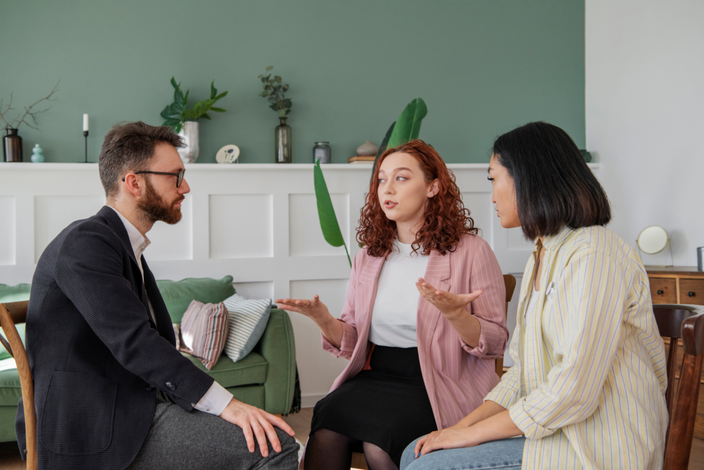 group of people having a discussion