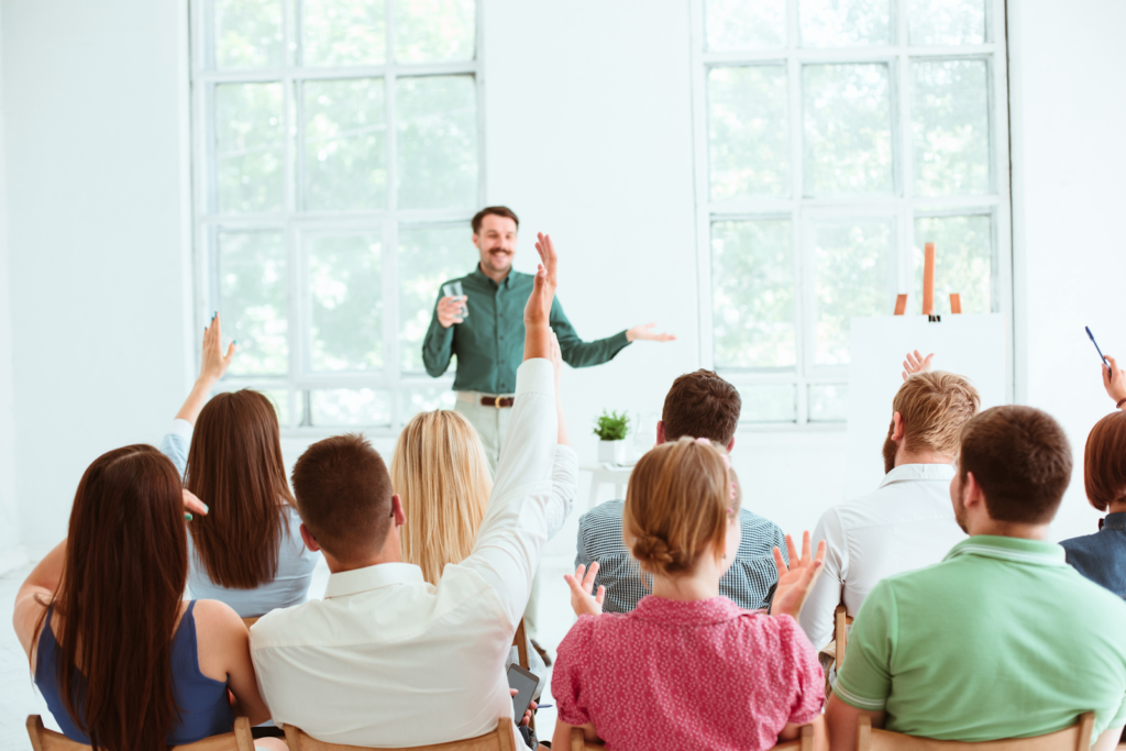 man leading a workshop